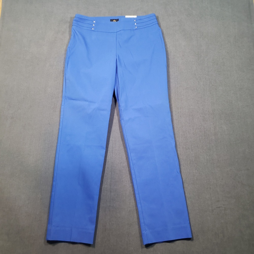 JM Collection Rivet Pants Womens PM Blue Slim Leg Tummy Control New